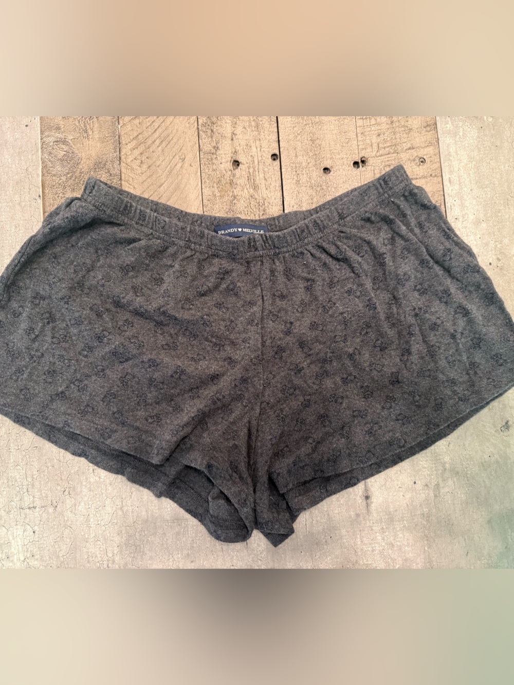 Brandy Melville Charcoal Gray teddy bear -Print Sleep Shorts